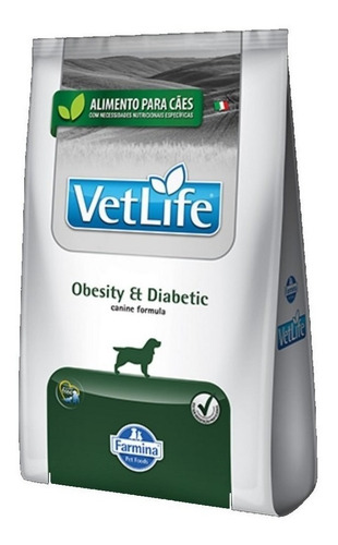 Imagen 1 de 2 de Alimento Vet Life Natural Canine Obesity & Diabetic para perro adulto todos los tamaños sabor mix en bolsa de 2kg