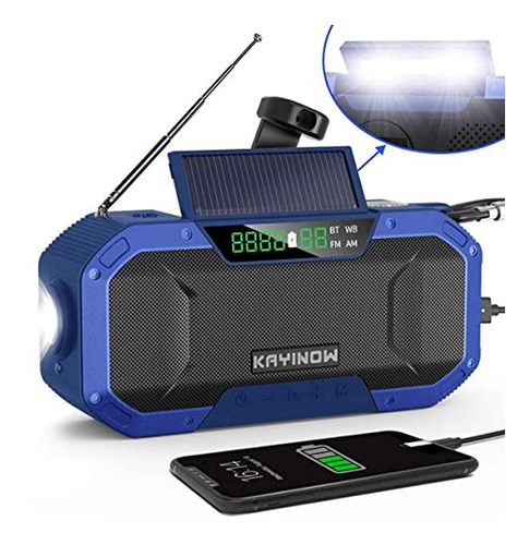 Radios Solares Portátiles Con Altavoz Bluetooth, Am/fm. Azul