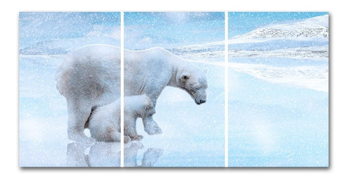 Cuadro Oso Polar Y Su Cachorro 60x120 Cm Entero O Triptico