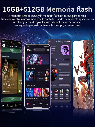 2025 El Más Populares Smartphone Dual Sim Hot 50 Pro+ Android 14 7.3 Pulgadas Pantalla 16gb Ram 512gb Suppora 4g/5g Red Wifi Teléfono Phone Con Gps