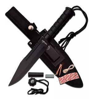 Cuchillo Supervivencia 30cm Campismo Scout Survivor Hk-786bk Color Negro