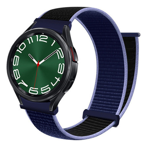 Pulseira Premium Nylon Tecido Para Galaxy Watch 4/ 5/ 6 Cor Roxa com Preto Largura 20 mm