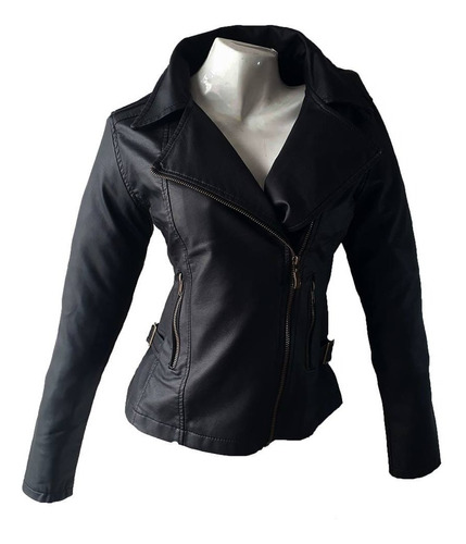 Chaqueta De Cuero Sintético  Mujer Cruzada, Cuerotex 30%off