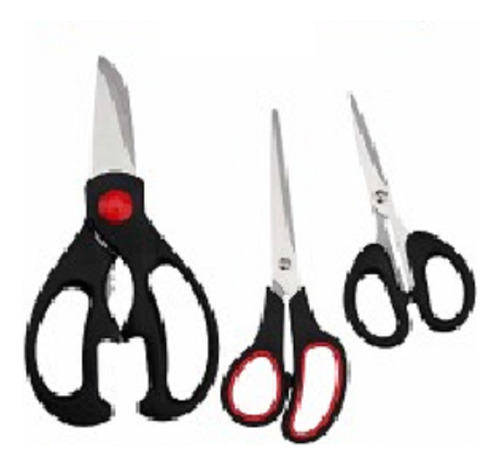 Set De 3pz Tijeras Multiusos De Cocina Escolar Oficina Casa Negro