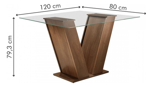 Mesa De Jantar 4 Lugares Classic/vitória Com Vidro