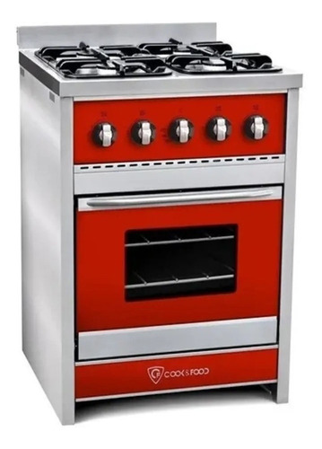 Cocina Industrial 4 Hornallas 60cm Chiara Cf Negra Roja