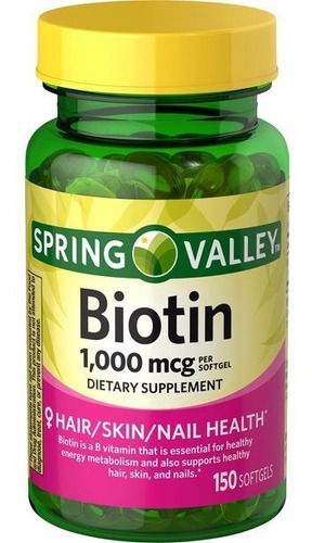 Biotina Spring Valley. 150 Tabletas / 1.000 Mcg