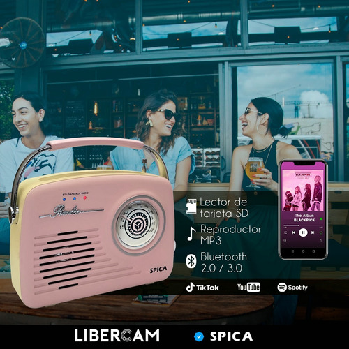 Radio Vintage Parlante Bluetooth Portatil Spica Sp120 Am/fm