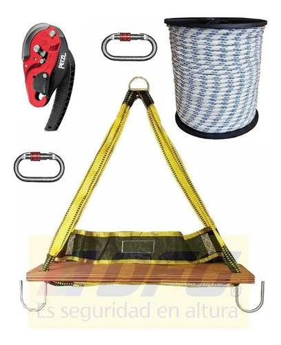 Imagen 2 de 8 de Silleta Descensor Petzl Soga Equipo Trabajo En Altura Bolso