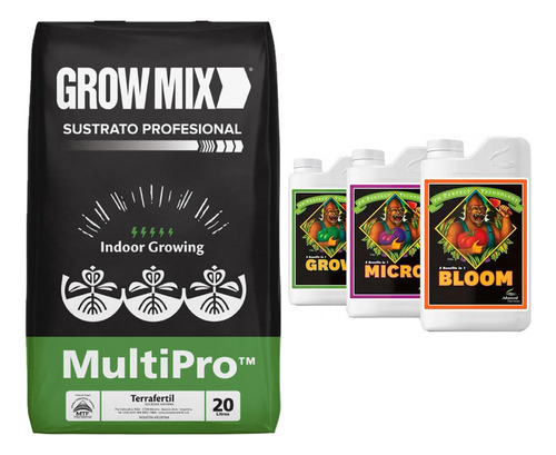 Sustrato Growmix Multipro 20lt Base Advanced Nutrient 500cc