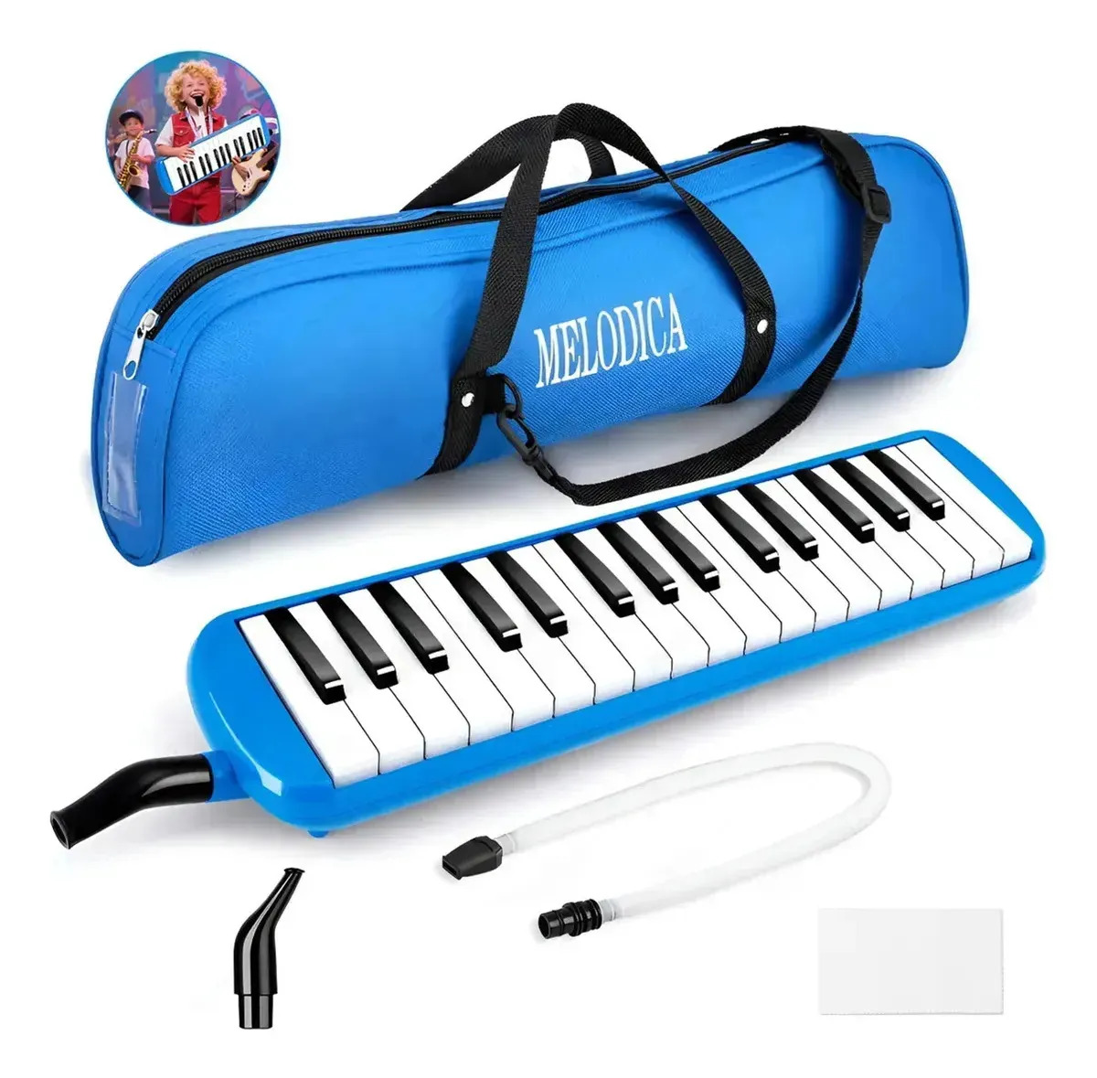 STRUMORA Melódica Escolar 32 Teclas Portátil, Incluye Estuche Rígido, Boquilla y Accesorios, Instrumento de Viento Piano