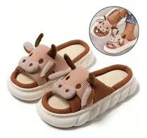 Comprar Pantuflas De Vaca Para Mujer Suaves Cómodas Lino Lindas
