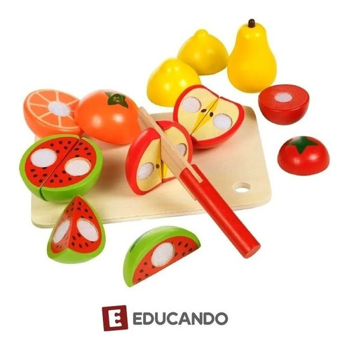 Juego Frutas Madera Para Cortar Con Velcro Acool Ac7631 Full