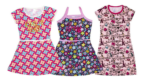 Kit 3 Vestidos Juvenil Feminino Roupa Menina Atacado