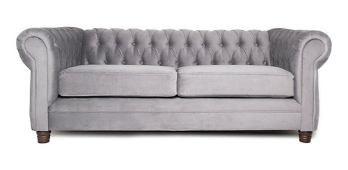 Sofá Barra Design Chesterfield 3c Velvet Gris