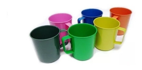 Kit 12 Caneca Plástica Para Merenda Escolar 300 Ml Cores