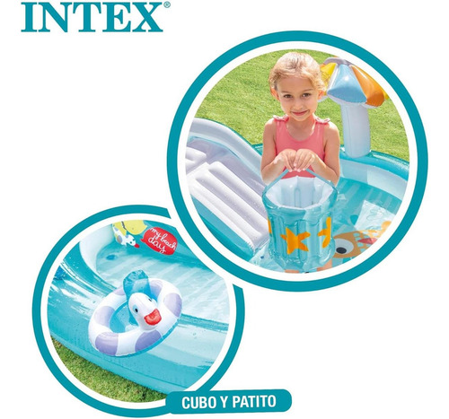 Centro De Juego Piscina Inflable Cocodrilo Bebes Intex Color Verde