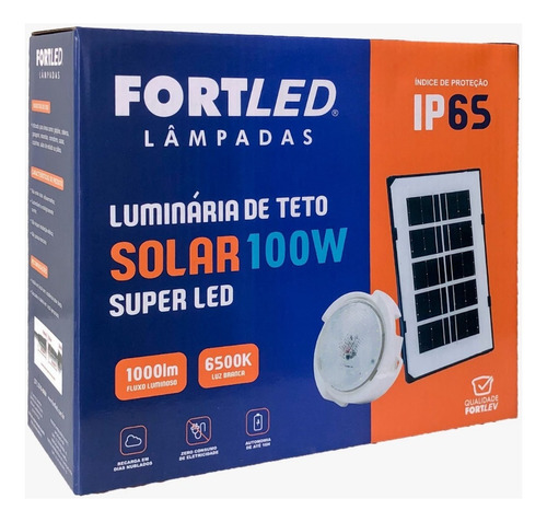 Luminária De Teto Solar 100w Super Led C/ Controle - Fortled