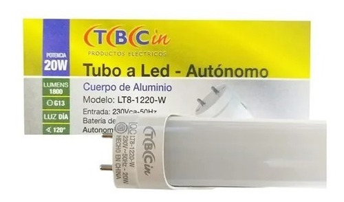 Imagen 2 de 4 de Tubo Led 20w Autónomo Tbcin Batería De Litio