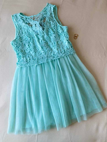 Vestido De Fiesta Color Menta Para Niñas