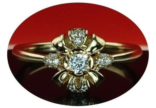 Anillos Compromiso Oro 18k Regalo Mama Mujer Flor Real Fina.