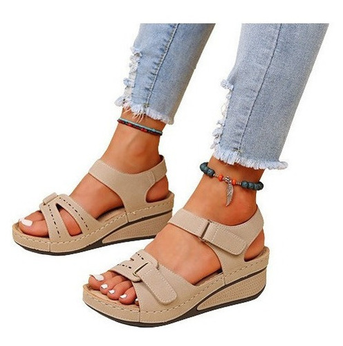 Zapatos De Velcro Para Mujer De Sandalias Casuales