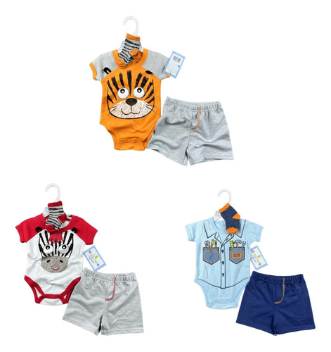 Set 3 Piezas Body Short Calcetines Bebés Jump Kids Surtido