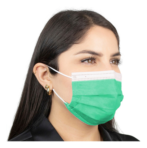 30 Mascarillas Cubrebocas De 4 Capas Transpirable Calidad Color Verde Claro