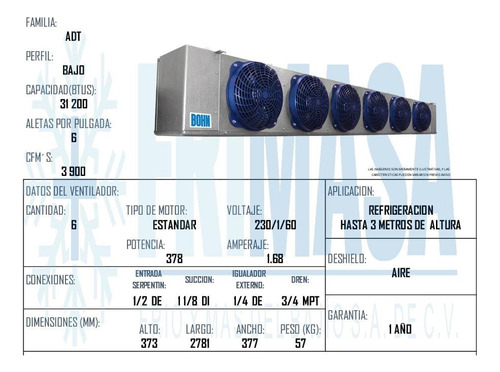 Evaporador Bohn Adt312 Media Temperatura Refrigeracion