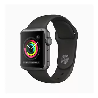 Apple Watch Series 3 (GPS) - Caja de aluminio gris espacial de 38 mm - Correa deportiva negro