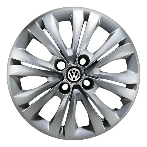 Jogo De Calotas Vw Aro 14 Gol Saveiro Voyage Com Emblema Prata