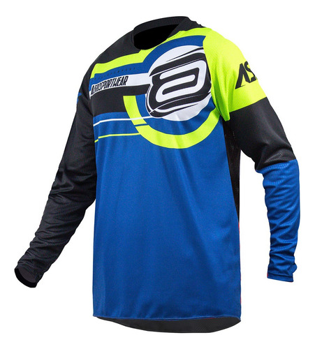 Camisa Motocross Cross Asw Target Azul Amarelo Off Road Moto