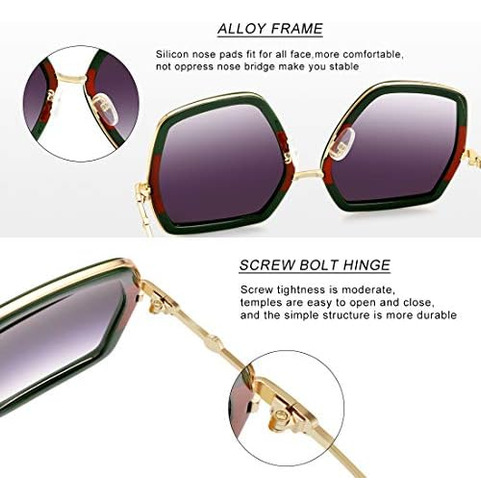 Wowsun Gafas De Sol De Moda De Gran Tamaño Para Mujer Tonos