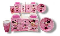 Comprar Minnie Kit Fiestas De Cumpleaños Cajas+vasos+platos 30p Minnie Minnie Minnie Mouse