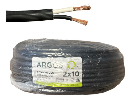 Cable Extra Uso Rudo 100% Cobre 2x10 Awg Rollo De 35m