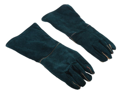 Guantes Resistentes Al Calor De Material Cuero, 40cm Verde