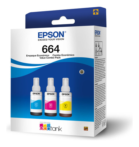 Epson Paquete De 3 Tintas Color Cma, Código T664520-3p