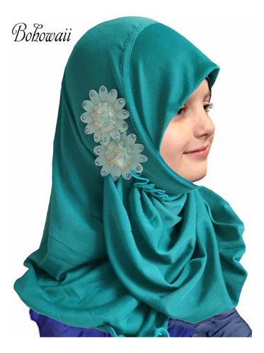 Hijabs Instantâneos Para Menina Muçulmana De 2 A 7 Anos, Tur