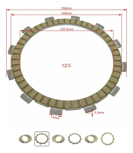 Repuesto Discos De Clutch 9 Piezas Nuevo Cod3593 Asch