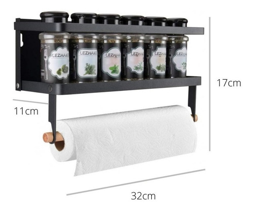 Imagen 2 de 6 de Organizador De Cocina Con Iman Y Porta Rollo