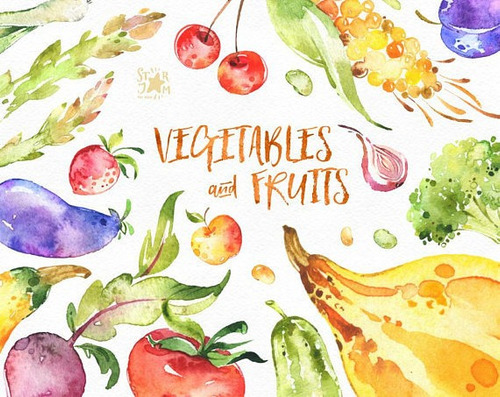 Clipart Frutas Y Verduras Vegetales Acuarela 1