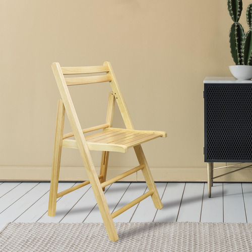 Juego De 2 Sillas Plegables De Madera Natural 43 X 46 X 78 C