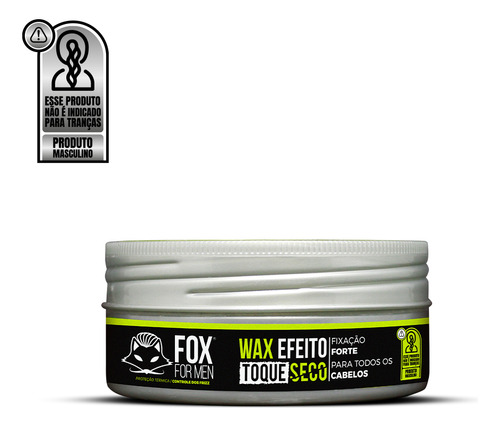 Modelador Capilar Wax Efeito Toque Seco 120g - Fox For Men