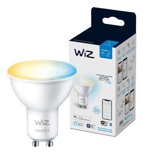 Dicroico Wiz Led Gu10 Cálido/frío Wi-fi Google Alexa