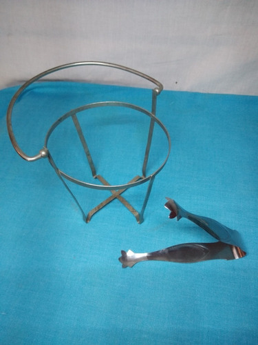 Imagen 4 de 4 de Hielera De Cristal Blanco Con Soporte Y Pinza /
