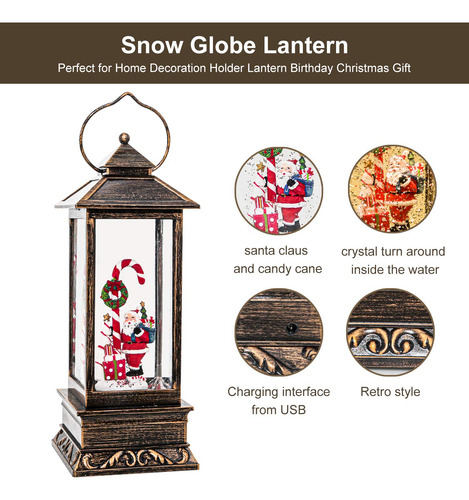 Linterna Musical De Globo De Nieve 30 Cm Navideña Usb