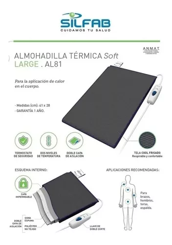 Usos recomendados Almohadilla Térmica Large AL91 
