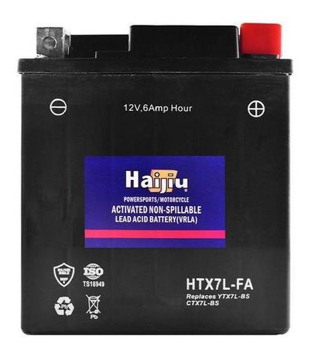 Bateria Moto Gel Sin Mantenimiento Htx7l-fa Ytx7l-bs Haijiu
