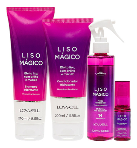 Liso Mágico 1 Shamp 240ml 1 Cond 1 Fluido 200ml+óleo Lowell