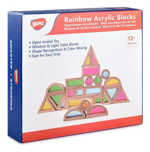 Bohs Rainbow Sensory Blocks (24 Piezas) - Juguetes De Madera